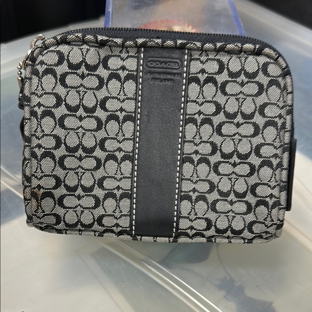 Coach Black and White Signature Pouch